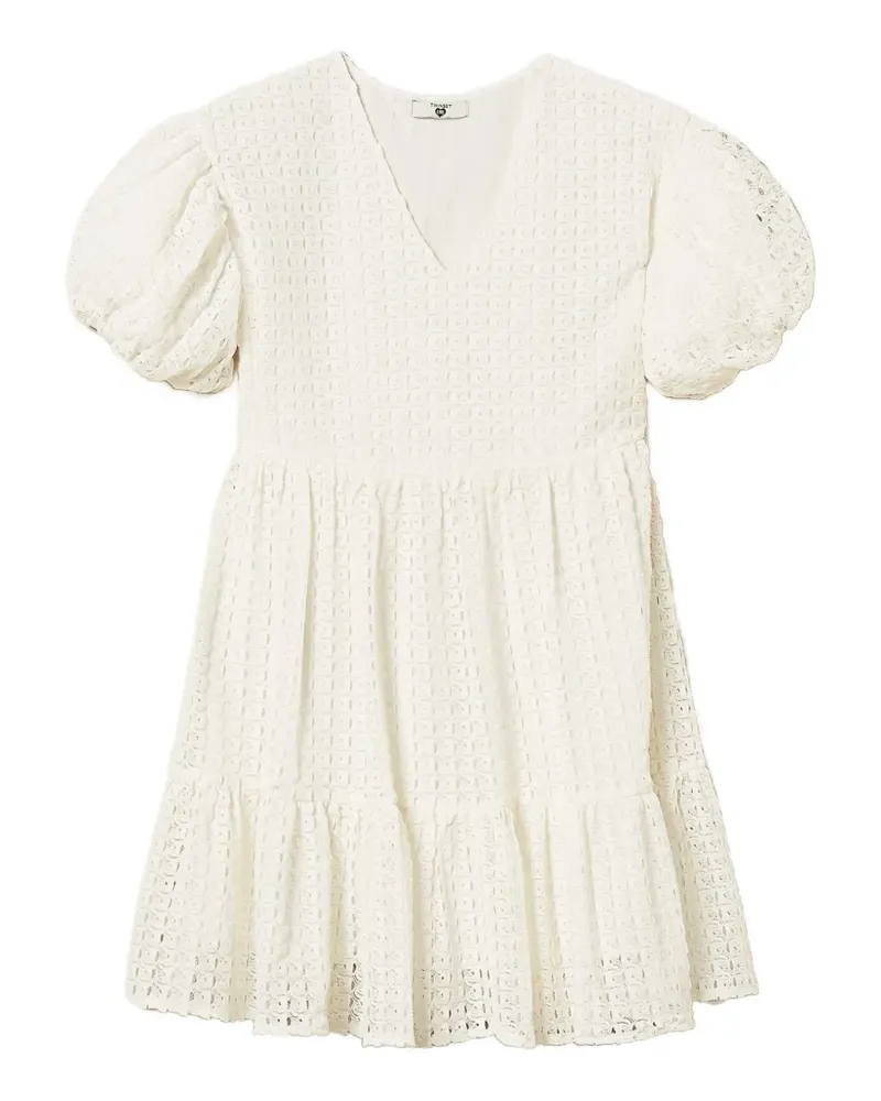 Twin-Set puff-sleeved tiered dress - Weiß Weiß