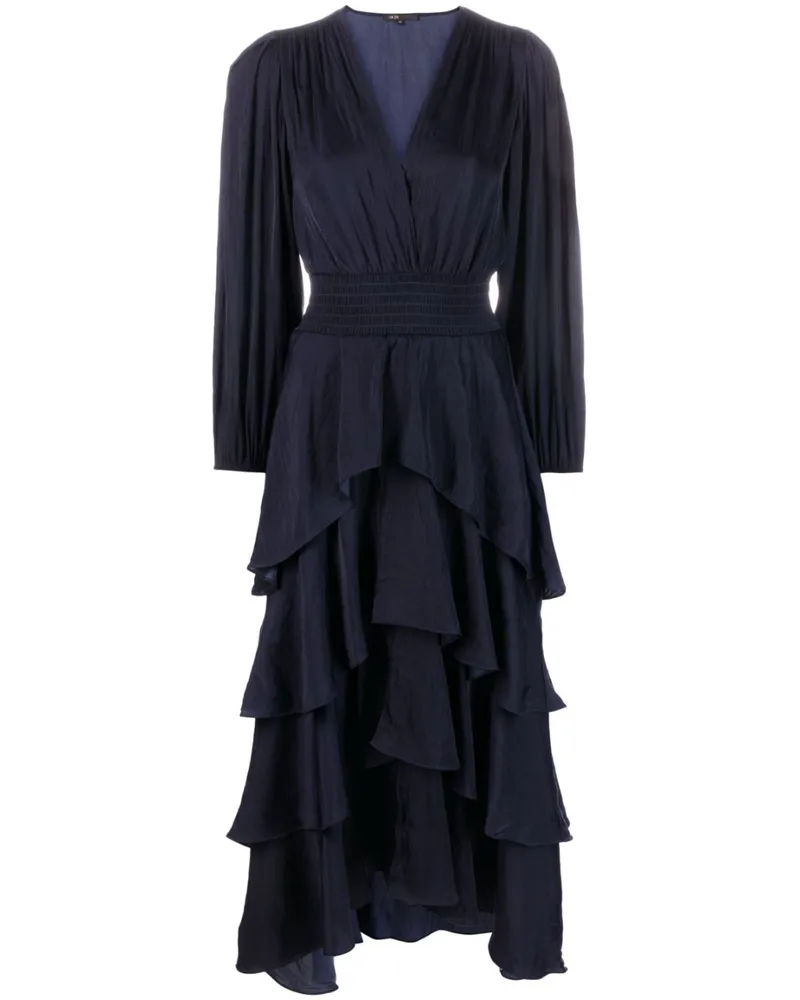 Maje Maxikleid mit Rüschen - Blau Blau