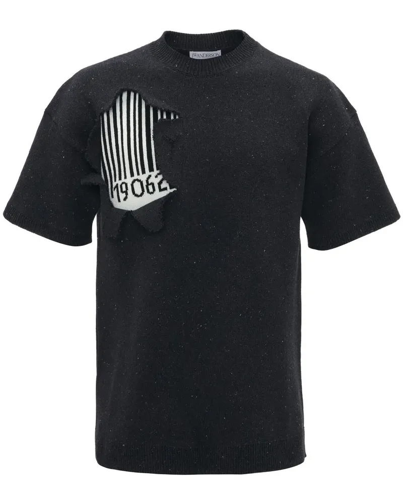 J.W.Anderson Kurzärmeliges Sweatshirt mit Barcode - Schwarz Schwarz