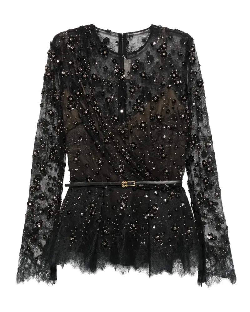 Elie Saab Schößchen-Top mit Pailletten - Schwarz Schwarz