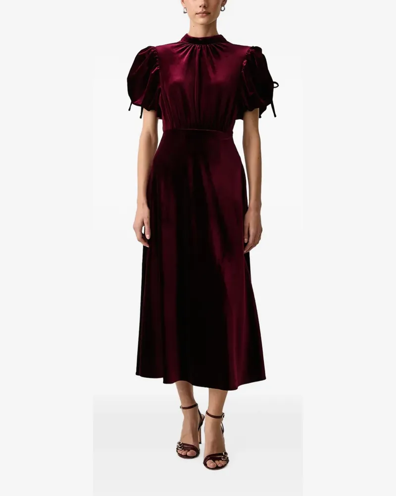 Silvian Heach velvet puff-sleeve midi dress - Rot Rot