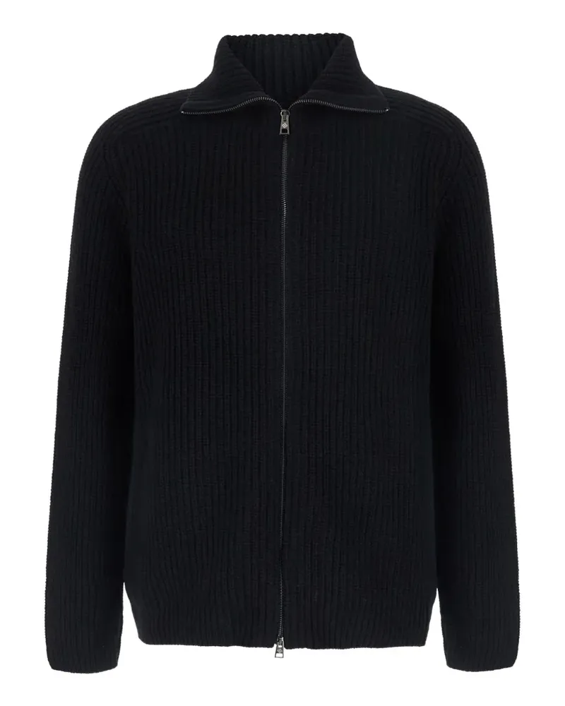 Tagliatore Gerippter Cardigan mit Reißverschluss - Schwarz Schwarz