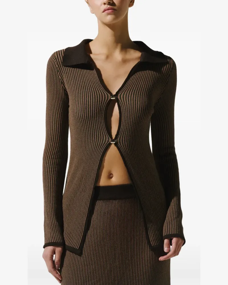 Baobab Collection Federica Hemd aus geripptem Strick mit Cut-out - Braun Braun