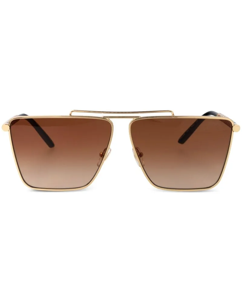 Versace Sonnenbrille mit eckigem Gestell - Gold Gold
