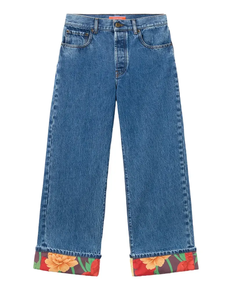 La DoubleJ Jeans mit Blumenstickerei - Blau Blau