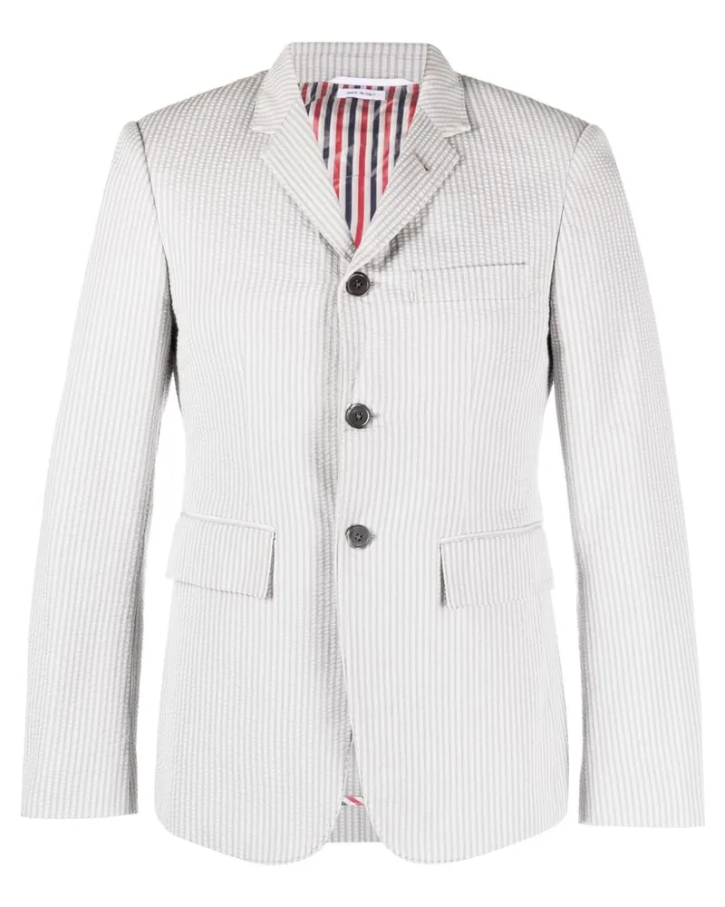 Thom Browne Gestreiftes Seersucker-Sakko - Grau Grau