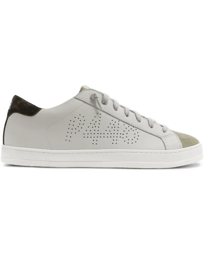 P448 Perforierte John Sneakers mit Wildledereinsätzen - Weiß Weiß