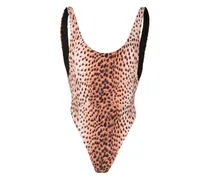 Badeanzug mit Leoparden-Print - Braun