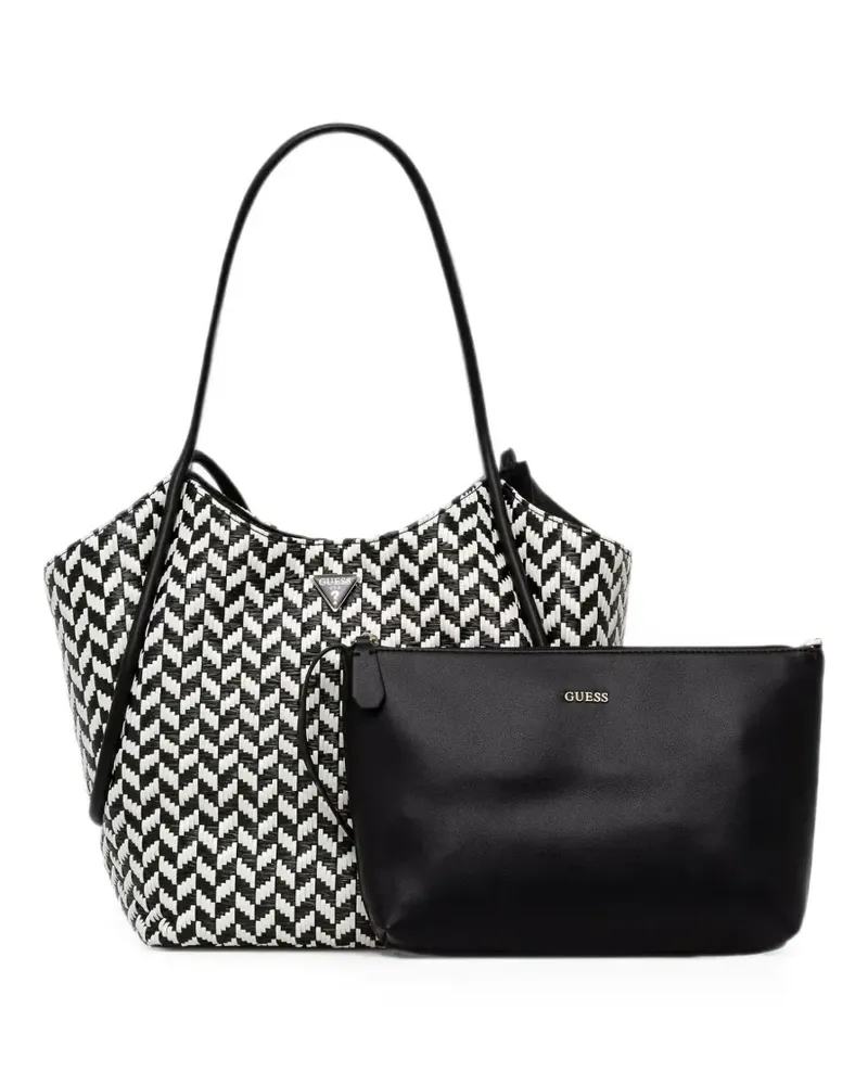 Guess Tessi chevron-weave pouch-detail tote bag - Schwarz Schwarz
