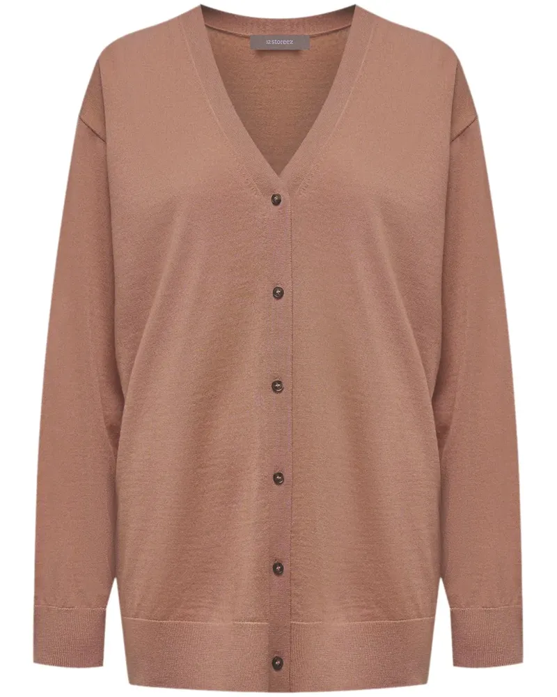 12 STOREEZ Cardigan aus Merinowolle - Rosa Rosa