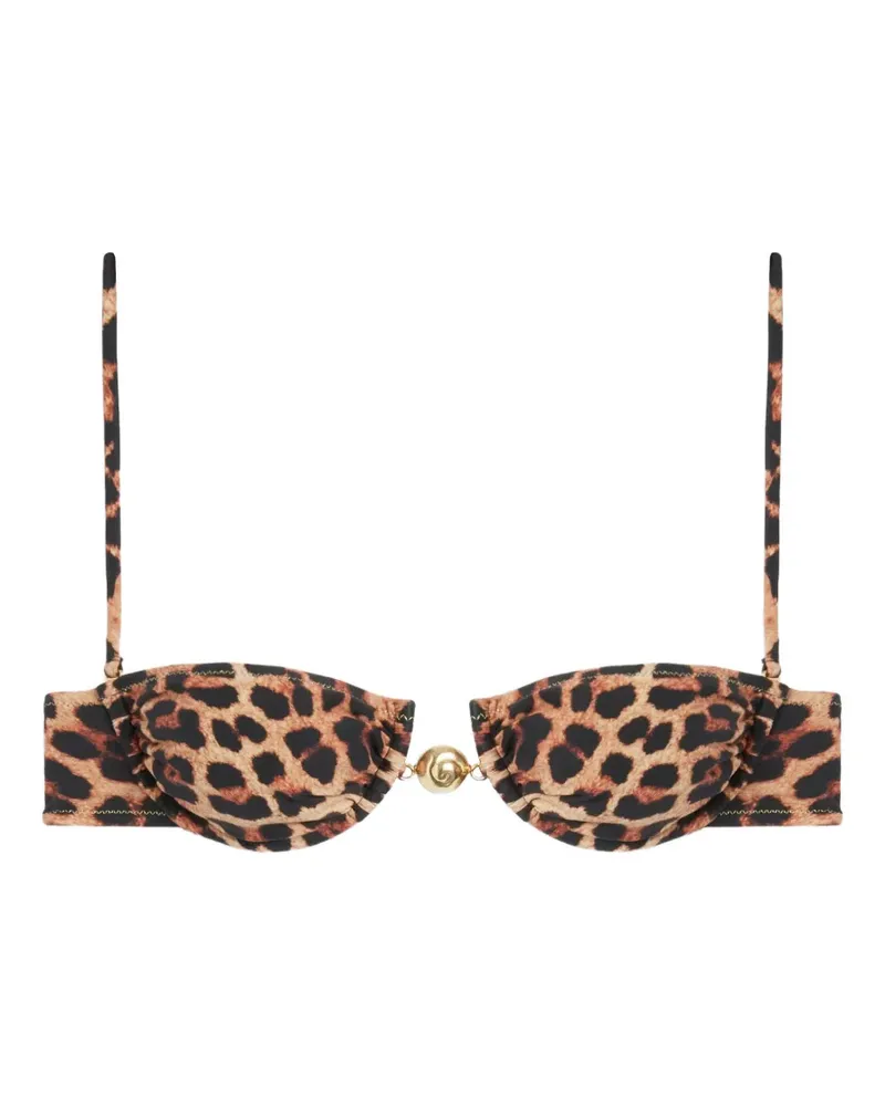 Reina Olga Hammond leopard-print bikini top - Nude Nude