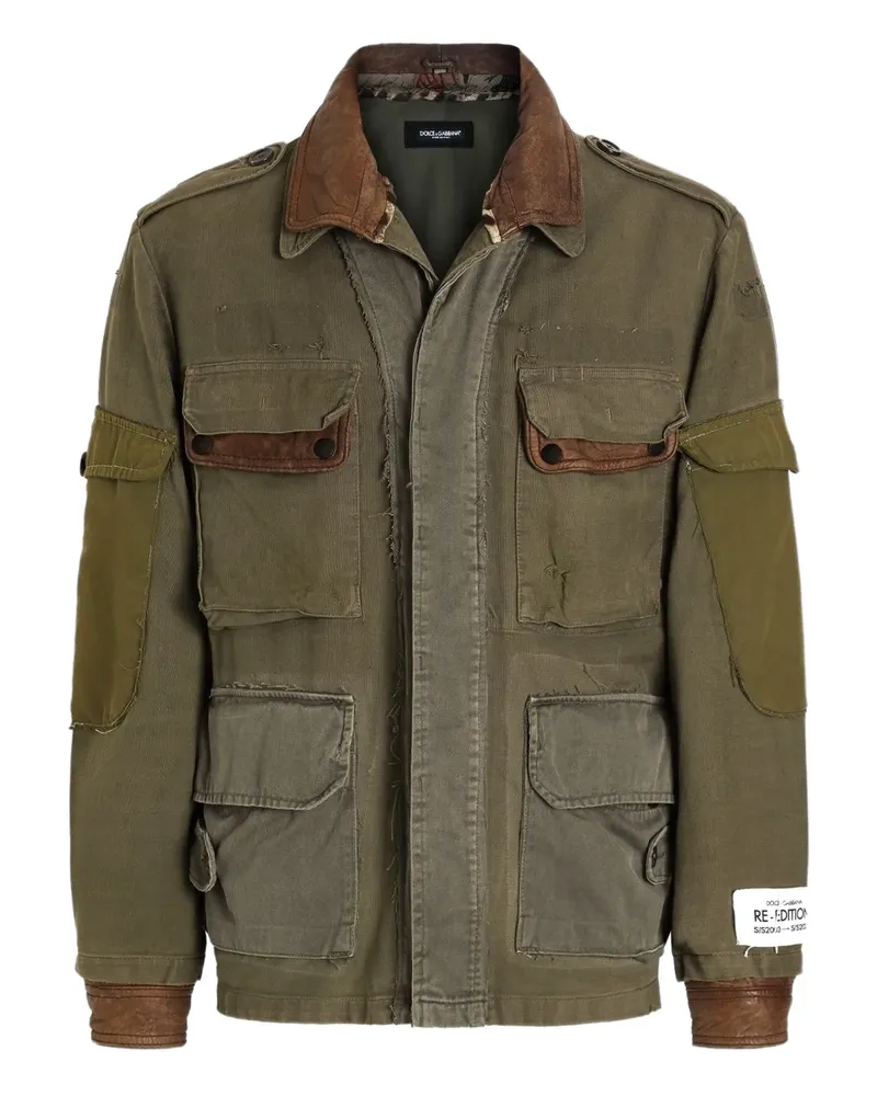 Dolce & Gabbana Lederjacke mit mehreren Taschen - Grün Grün