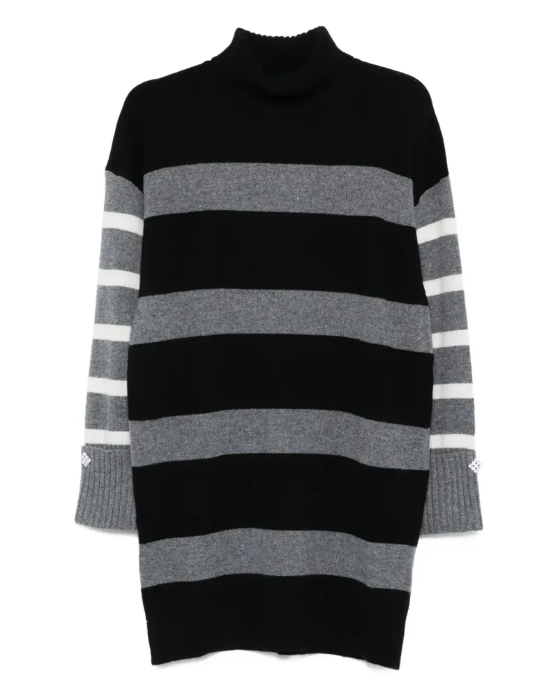 Liu Jo Gestreifter Rollkragenpullover - Schwarz Schwarz