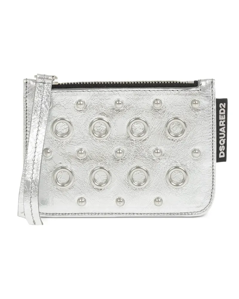 Dsquared2 Kartenetui mit Nieten und Ösen - Silber Silber