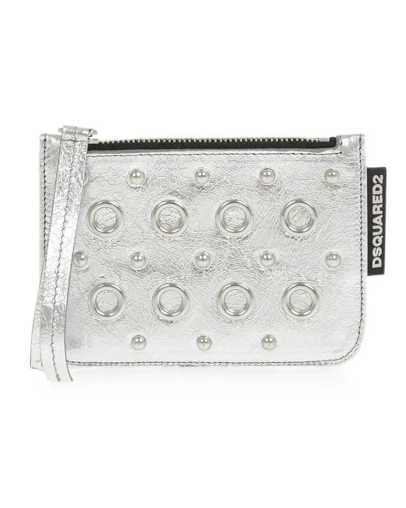 Dsquared2 eyelet-embellished studded card holder - Silber Silber