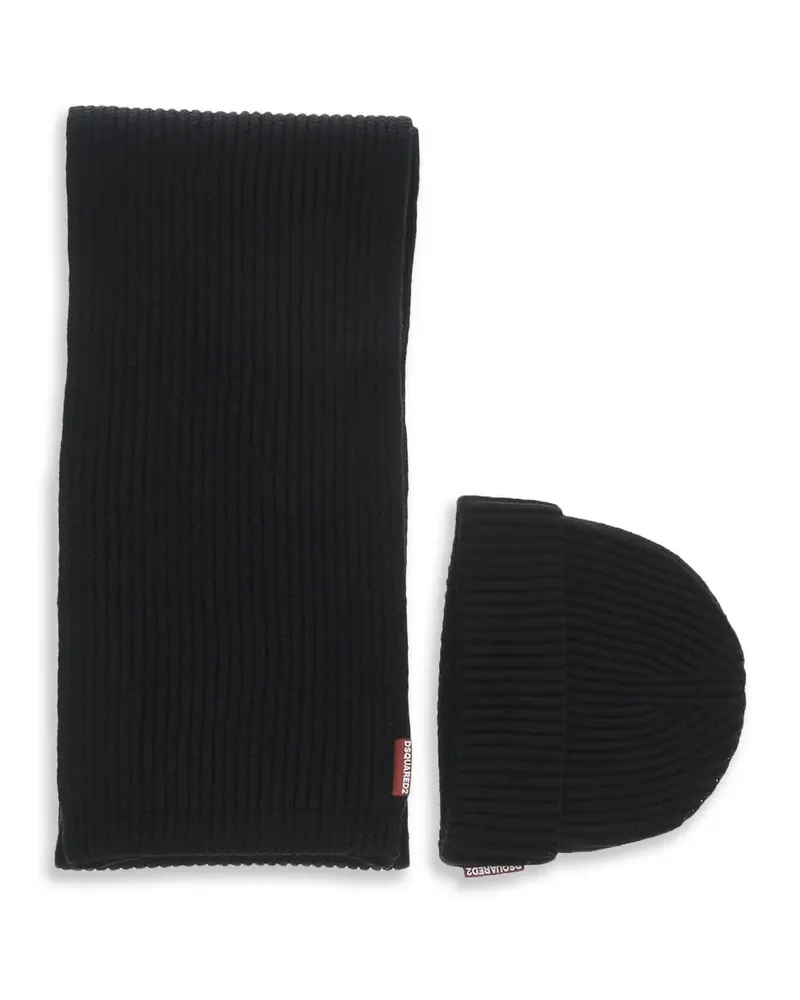 Dsquared2 wool scarf and beanie set - Schwarz Schwarz