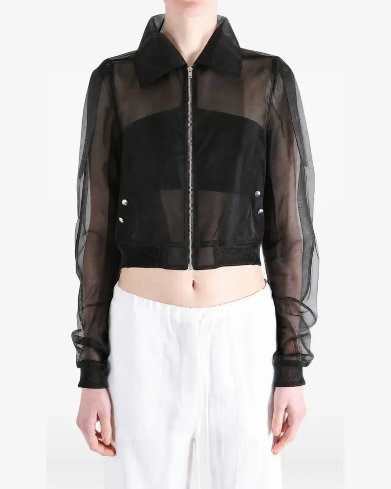 Rick Owens Dracucollar sheer zip-up jacket - Schwarz Schwarz