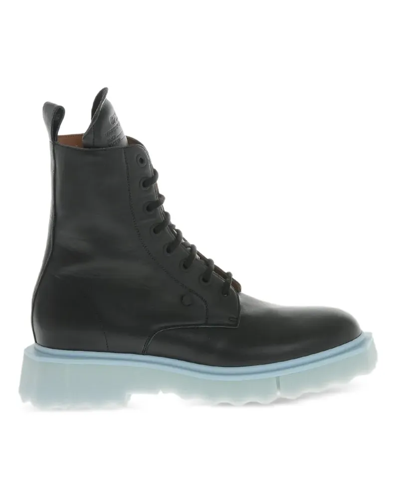 OFF-WHITE leather combat boots - Schwarz Schwarz