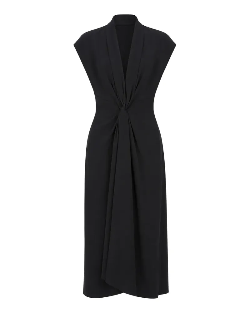 Hanita knot-detail draped midi dress - Schwarz Schwarz
