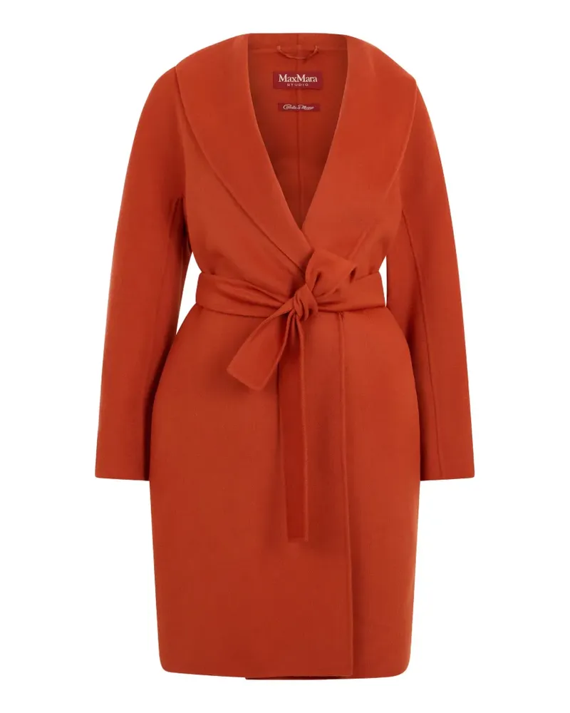 Max Mara Mstestremo belted shawl-collar coat - Orange Orange
