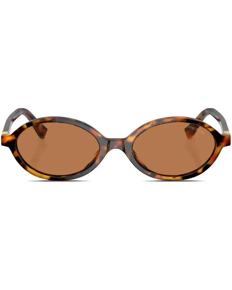 Miu Miu Ovale Sonnenbrille in Schildpattoptik - Grün Grün