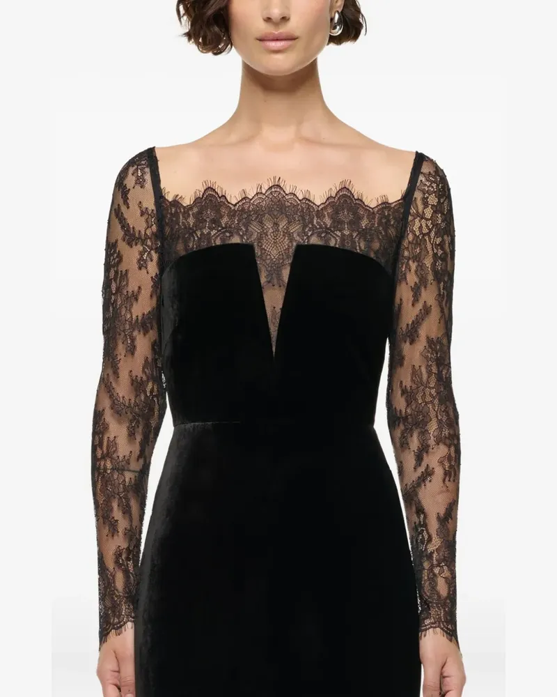Roland Mouret lace-insert velvet gown - Schwarz Schwarz