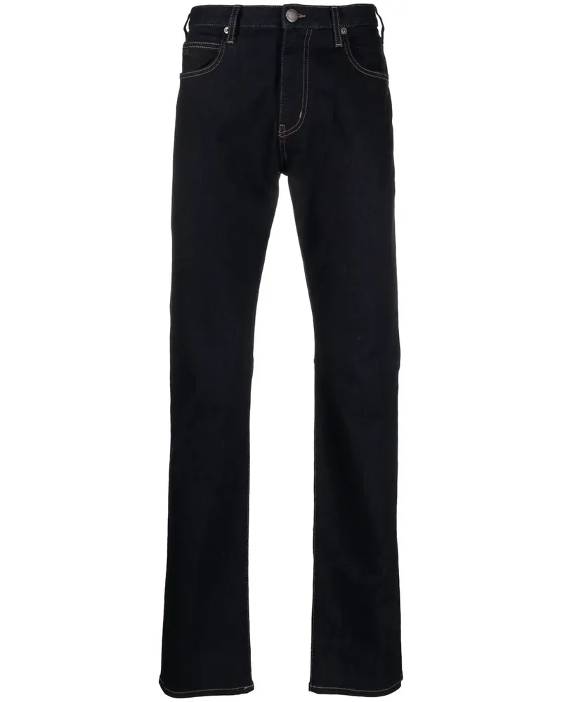 Emporio Armani Slim-Fit-Jeans mit Logo-Patch - Blau Blau