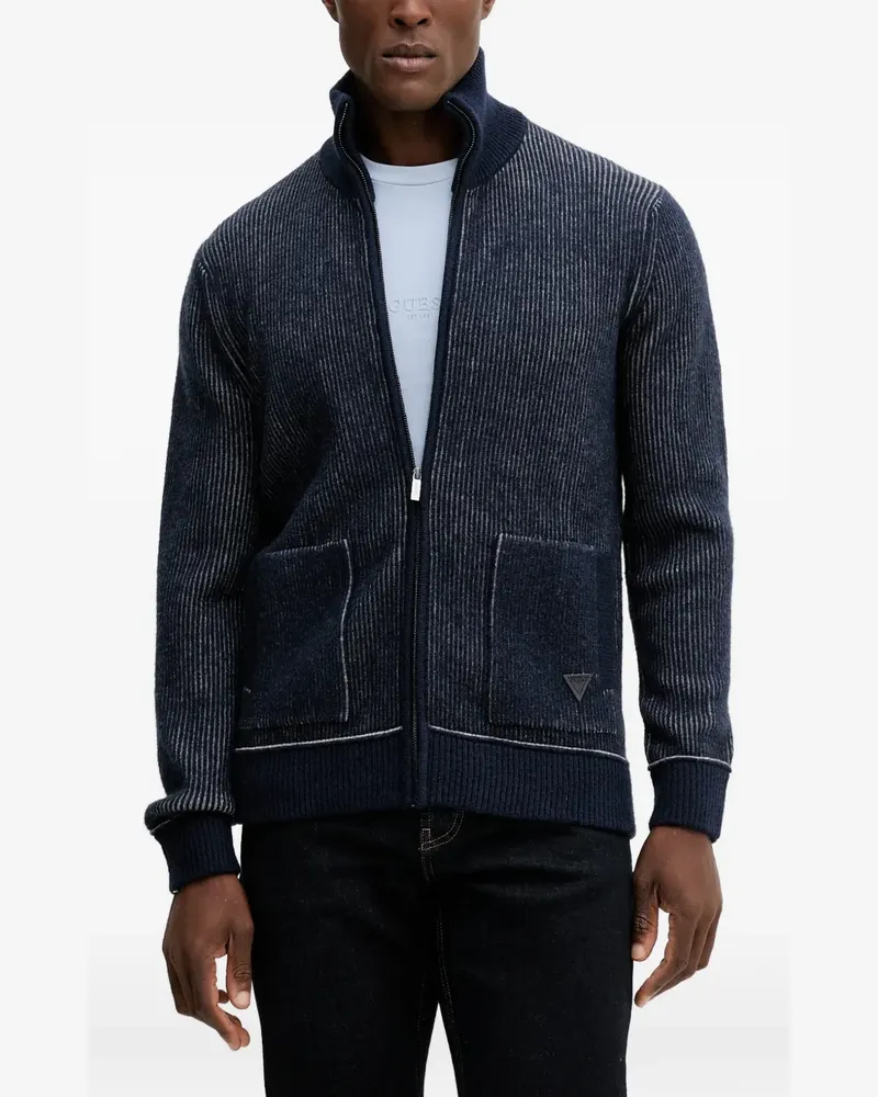 Guess Gestreifter Cardigan mit Reißverschluss - Blau Blau
