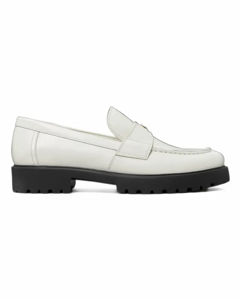 Tory Burch logo-plaque lug-sole loafers - Weiß Weiß