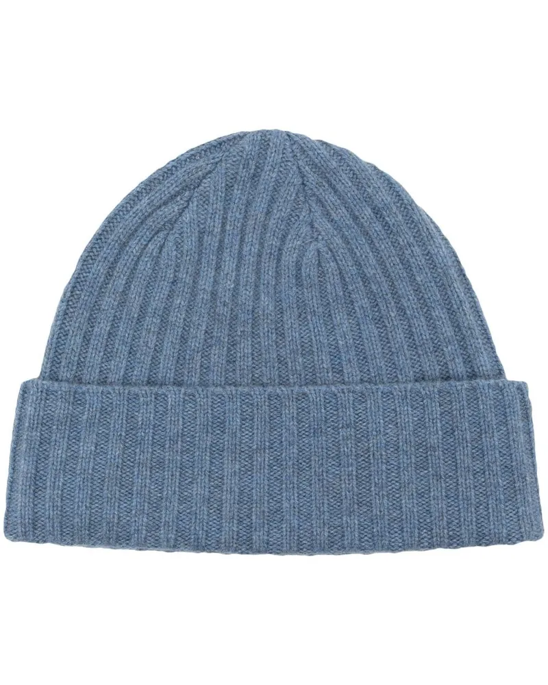 N.Peal Grob gerippte Beanie Blau