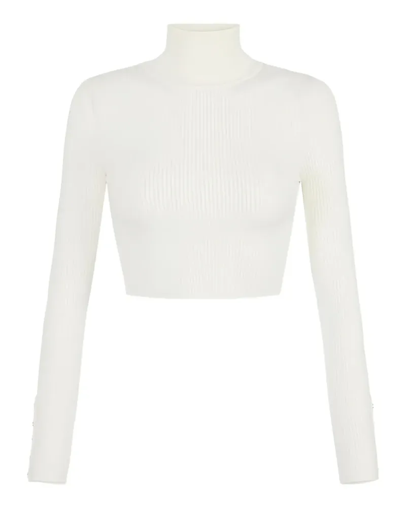 Elisabetta Franchi Gerippter Pullover mit Knöpfen - Weiß Weiß