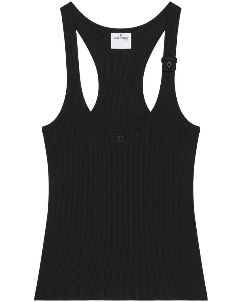 Courrèges Geripptes Tanktop - Schwarz Schwarz