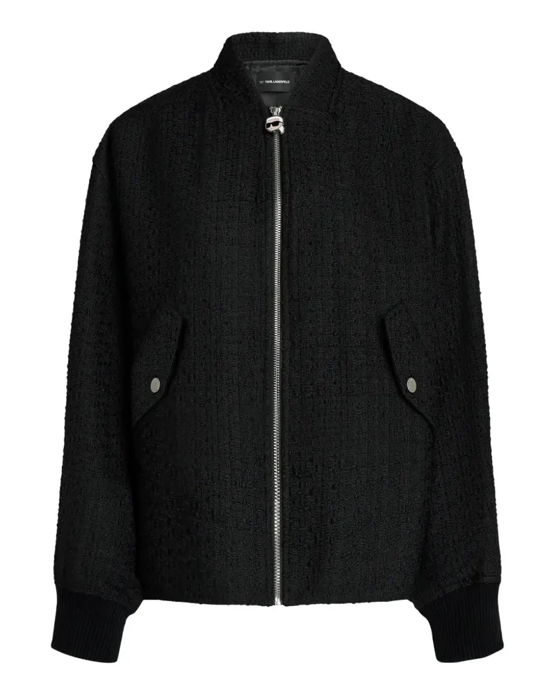 Karl Lagerfeld Ikon Bomberjacke aus Bouclé - Schwarz Schwarz