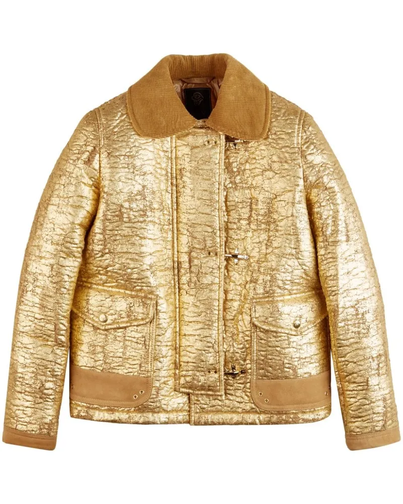 Fay Lederjacke mit metallischem Finish Gold