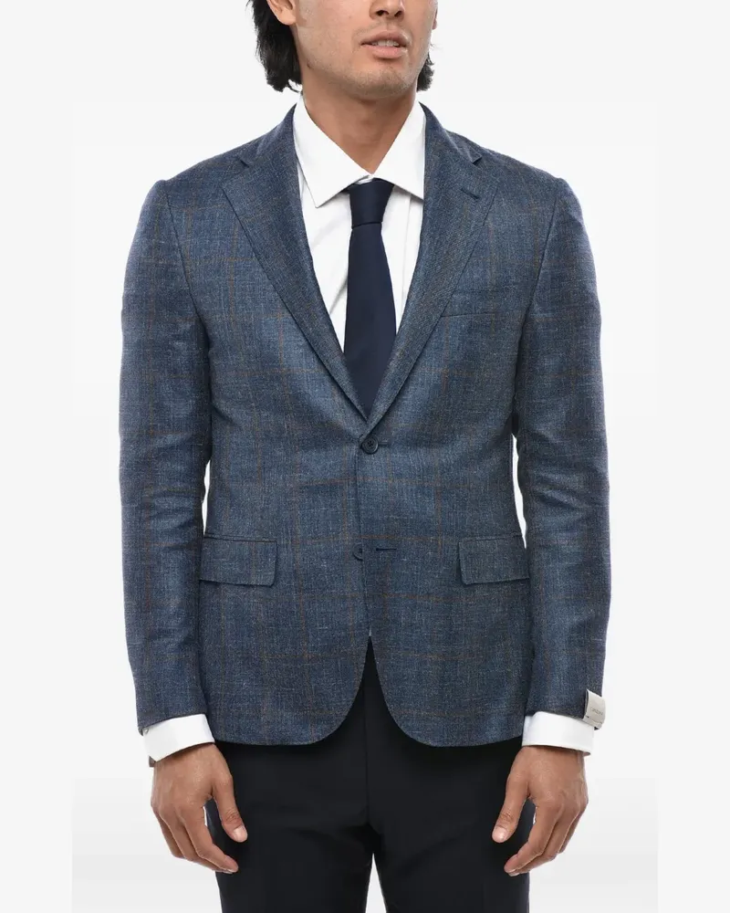 Corneliani single-breasted checked blazer - Blau Blau