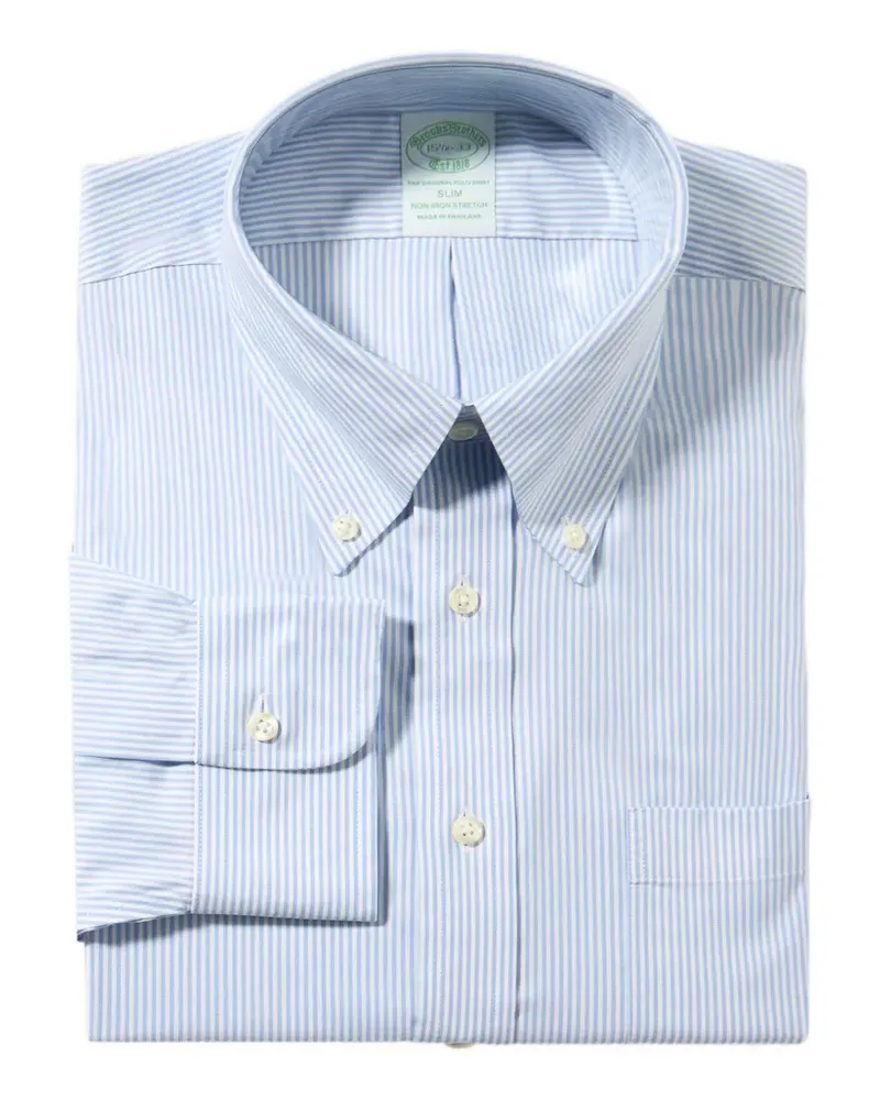 Brooks Brothers Gestreiftes Hemd mit Knopfverschluss - Blau Blau