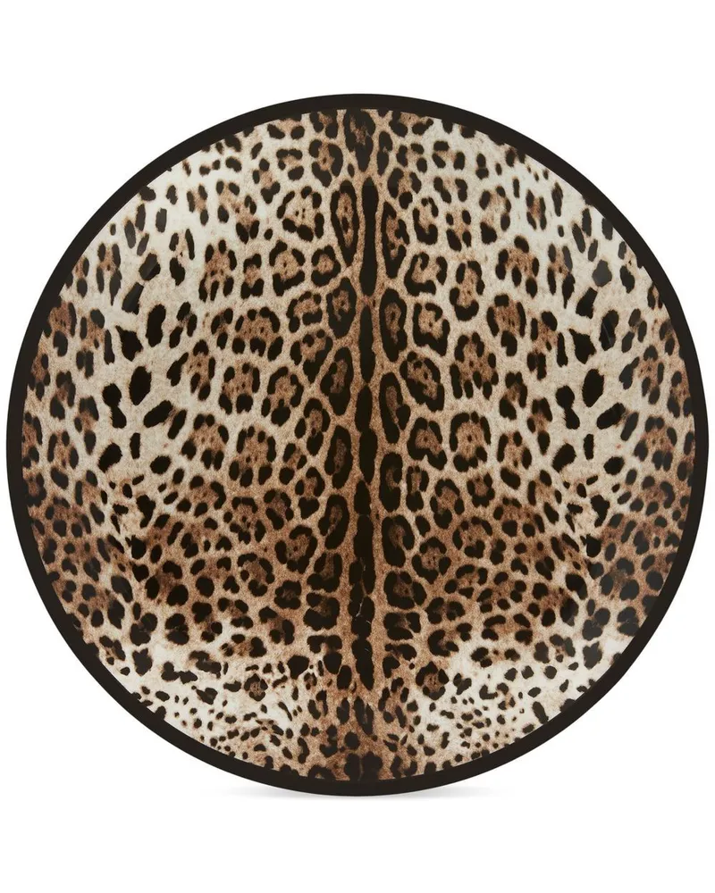 Dolce & Gabbana Porzellanteller mit Leoparden-Print - Schwarz Schwarz