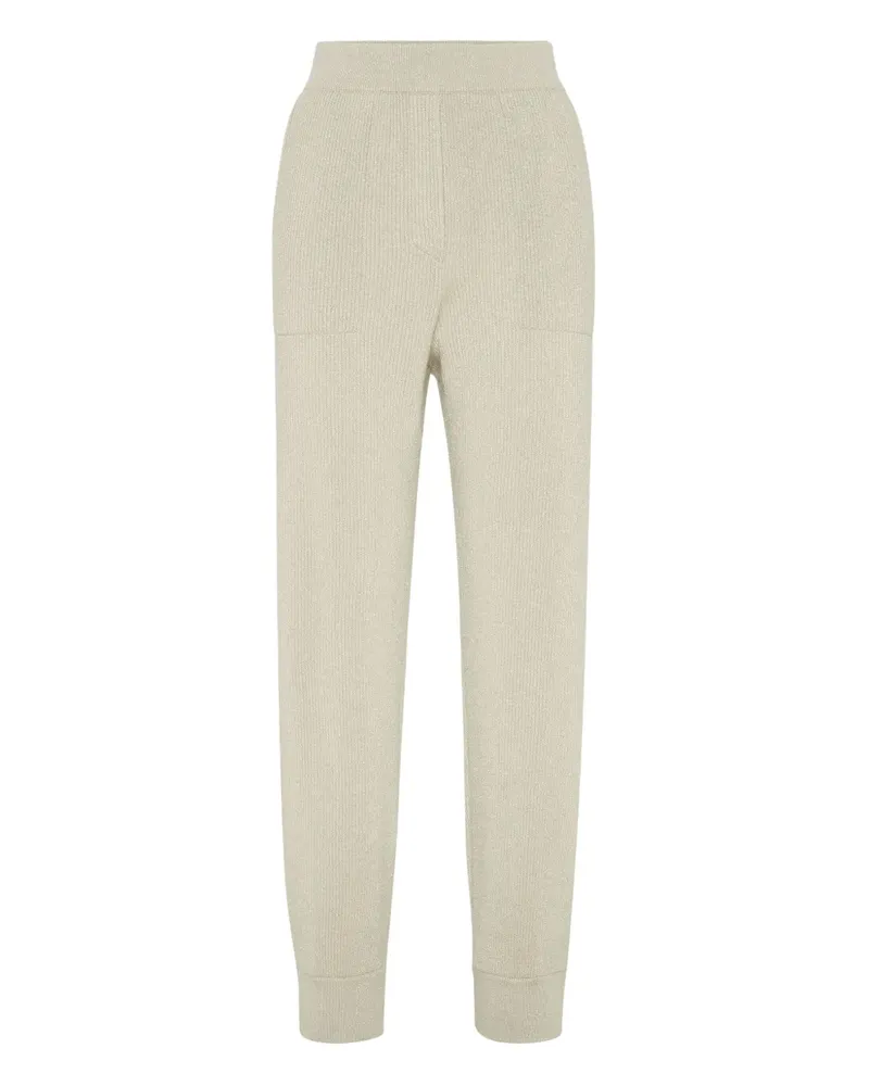 Brunello Cucinelli Jogginghose aus geripptem Strick - Nude Nude
