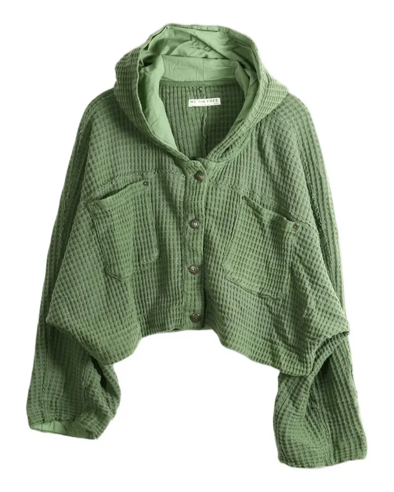 Free People Lolli Cardigan mit Waffelstrick - Grün Grün