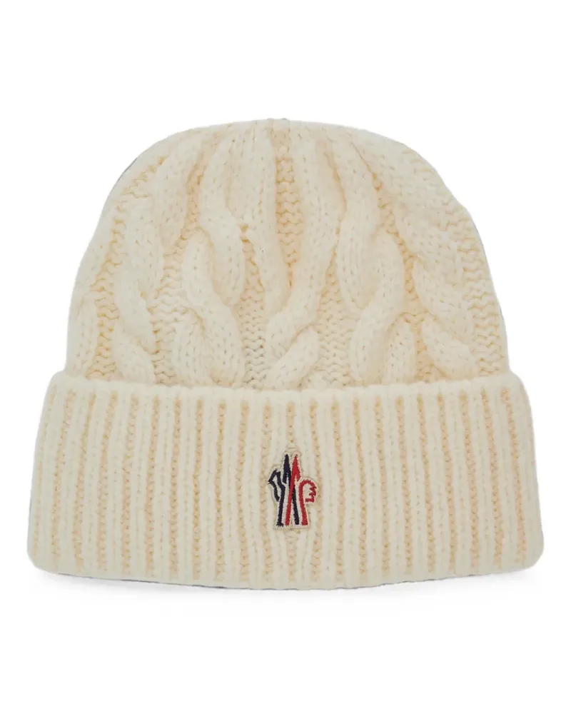 Moncler cable-knit logo-patch beanie hat - Weiß Weiß