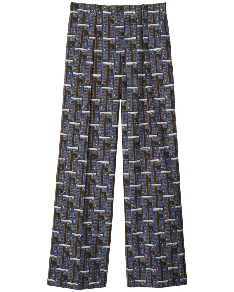 Burberry Gerade Bus Hose aus Seide - Blau Blau