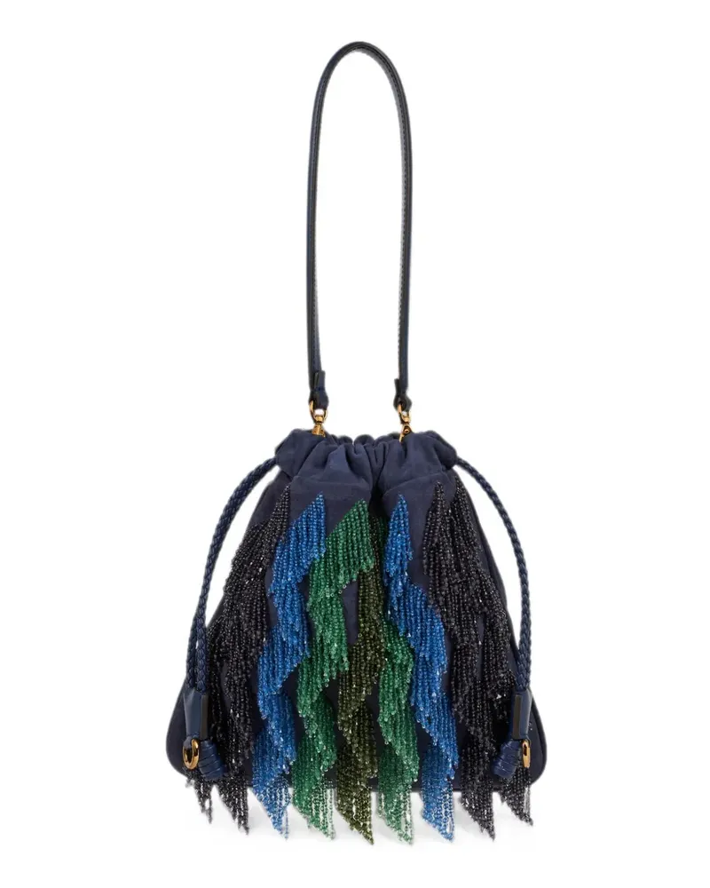 Etro small suede Kalispera bag with multicoloured beads - Blau Blau