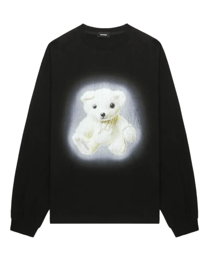 WE 11 DONE Langarmshirt mit Teddy-Print - Schwarz Schwarz