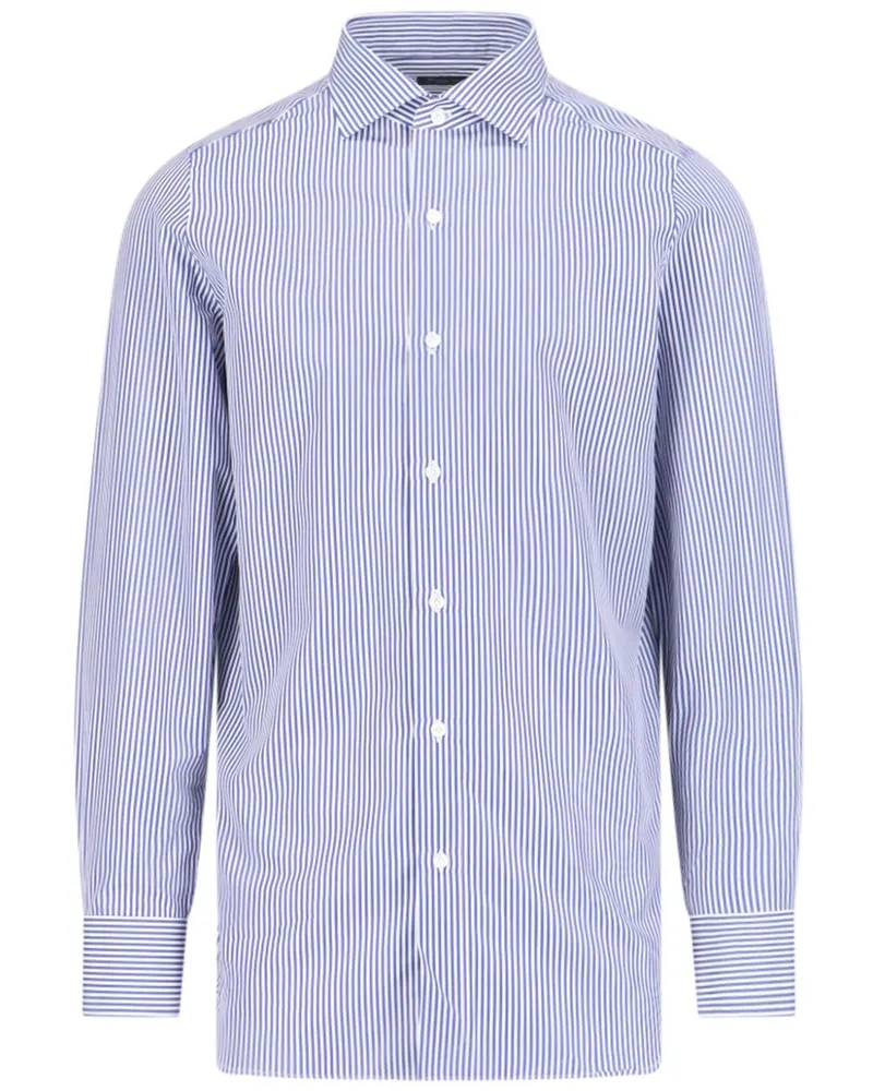 Finamore 1925 Gestreiftes Hemd - Blau Blau