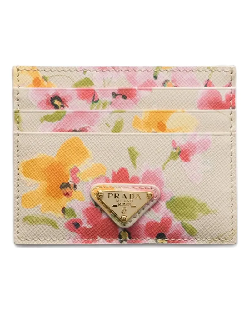 Prada Kartenetui mit Blumen-Print - Nude Nude
