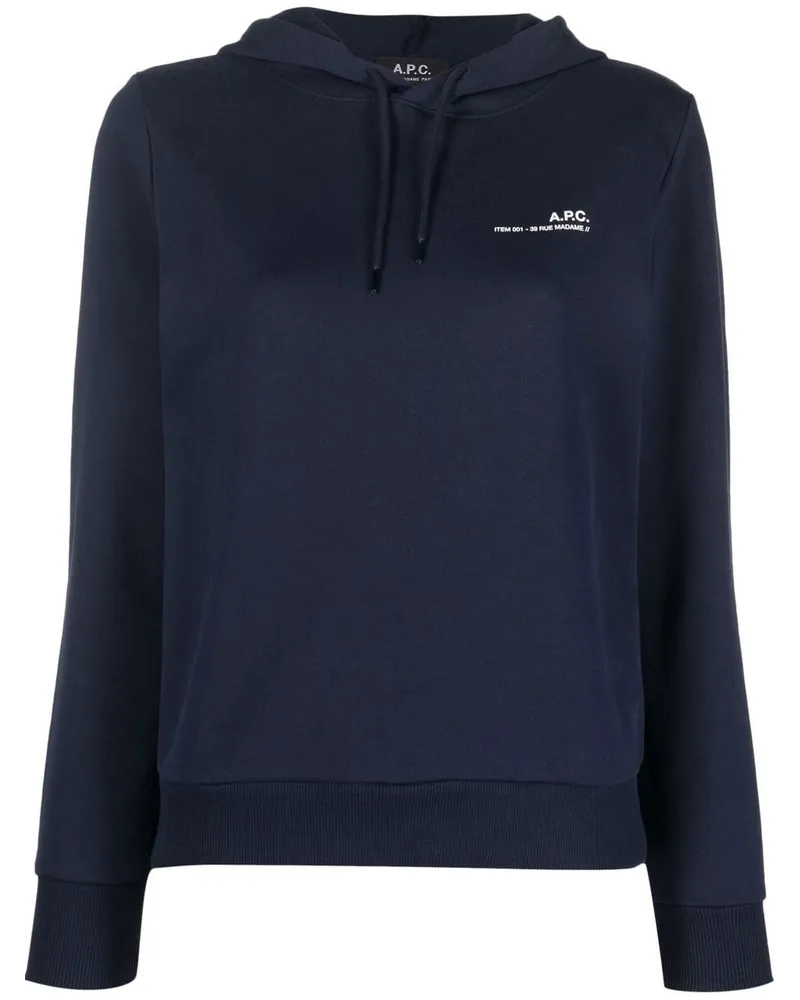 A.P.C. Hoodie mit Logo-Print Blau