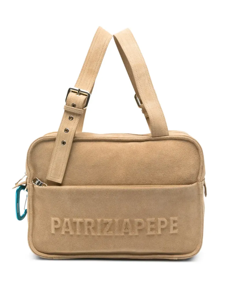 Patrizia Pepe IM)Perfection embossed suede tote bag - Nude Nude