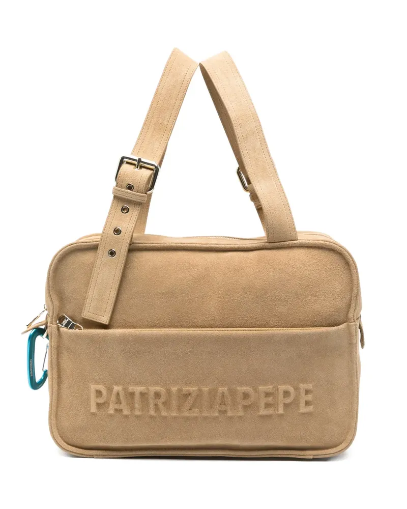 Patrizia Pepe IM)Perfection embossed suede tote bag - Nude Nude