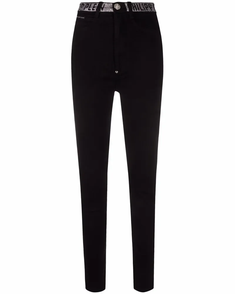 Philipp Plein Jeggings mit hohem Bund - Schwarz Schwarz