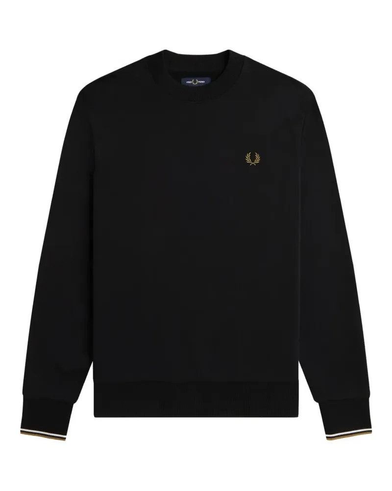 Fred Perry Pullover mit Laurel Wreath-Stickerei und Kontrastbündchen - Schwarz Schwarz